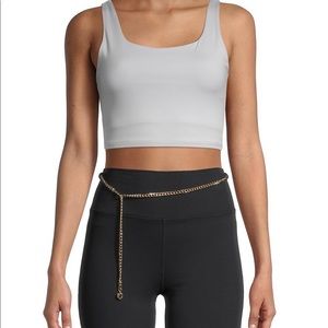 WeWoreWhat STRAIGHT NECK CROP TOP LIGHT GREY